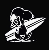 Snoopy Surfer Die-Cut Vinyl Decal - White