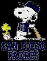 Snoopy Professional Baseball Indoor/Outdoor Waterproof Vinyl Decal - San Diego Padres