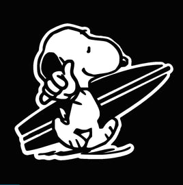 Snoopy Surfer Indoor/Outdoor Die - Cut Vinyl Decal - White - snoopn4pnuts.com