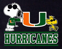 Snoopy College Football Indoor/Outdoor Waterproof Vinyl Decal - Miami Hurricanes