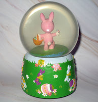 Dept. 56 "Snoopy Easter Bunny" Musical Water Globe (Plays Well But Water Hazy And Inner Base Tilted)