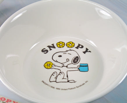 Snoopy 5 - Piece Children's Melamine Dish and Utensil Set - RARE! Japanese Sample! - snoopn4pnuts.com