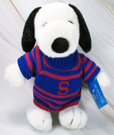 Snoopy Plush Doll Wearing Knit "S" Sweater - Super Soft! - snoopn4pnuts.com
