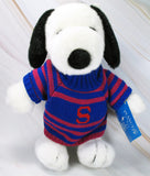Snoopy Plush Doll Wearing Knit "S" Sweater - Super Soft!