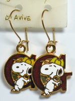 Snoopy Alphabet Cloisonne Latch Back Earrings - Red 