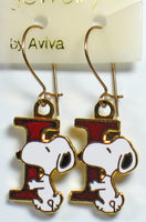 Snoopy Alphabet Cloisonne Latch Back Earrings - Red 