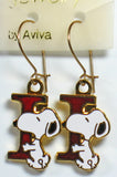 Snoopy Alphabet Cloisonne Latch Back Earrings - Red "I"