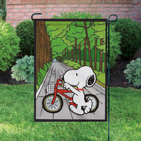 Peanuts Double - Sided Flag - Snoopy's Bicycle - snoopn4pnuts.com