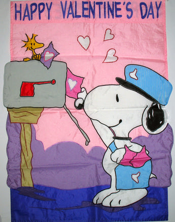 SNOOPY's SPECIAL DELIVERY VALENTINE Flag (Used Flag/Misspelled On One Side) - snoopn4pnuts.com