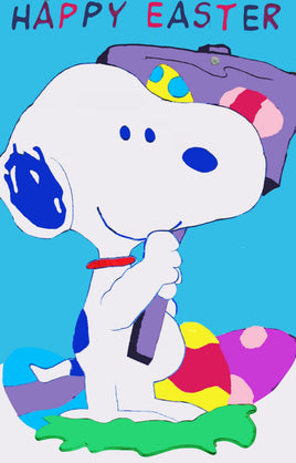 SNOOPY HAPPY EASTER SIGN SCULPTED Flag - snoopn4pnuts.com