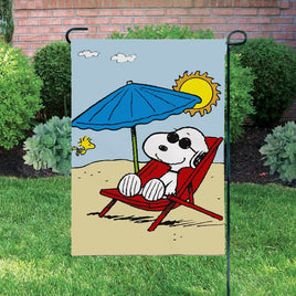 Peanuts Double - Sided Flag - Snoopy Joe Cool On Beach - snoopn4pnuts.com