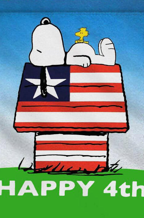 Peanuts Double-Sided Flag - Happy 4th (Dye Flaw)