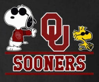 Snoopy College Football Indoor/Outdoor Waterproof Vinyl Decal - Oklahoma Sooners