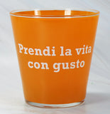 Snoopy Italian Drinking Glass - Prendi la vita con gusto (Enjoy life with gusto) - RARE!