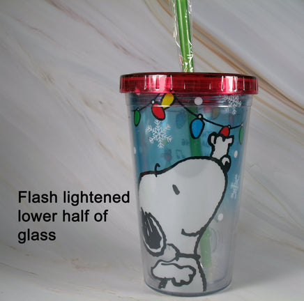 Snoopy Double - Walled Acrylic Drinking Glass / Travel Mug With Straw - snoopn4pnuts.com
