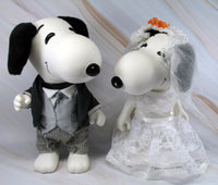 Snoopy and Woodstock Bride and Groom Rubber Doll Set - RARE! - snoopn4pnuts.com