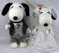 Snoopy and Woodstock Bride and Groom Rubber Doll Set - RARE!