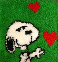 Snoopy Hearts Latch Hook Wall Hanging /Rug / Seat Cushion (Completed)