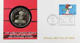 2001 Snoopy Official First Day of Issue Snoopy Stamp and $1 Niue Coin - RARE! - snoopn4pnuts.com