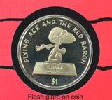 2001 Snoopy Official First Day of Issue Snoopy Stamp and $1 Niue Coin - RARE!