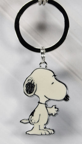 Snoopy Shaking Hands Silver Plated Holographic Key Chain (Shiny Silver Ring) - snoopn4pnuts.com