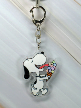 Peanuts Acrylic Swivel Key Chain - Snoopy Licks Ice Cream Cone - snoopn4pnuts.com