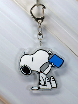 Peanuts Acrylic Swivel Key Chain - Snoopy Drinking - snoopn4pnuts.com