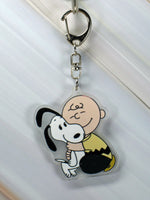Peanuts Acrylic Swivel Key Chain - Charlie Brown Hugs Snoopy