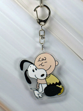 Peanuts Acrylic Swivel Key Chain - Charlie Brown Hugs Snoopy - snoopn4pnuts.com
