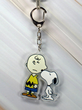Peanuts Acrylic Swivel Key Chain - Snoopy Kisses Charlie Brown - snoopn4pnuts.com
