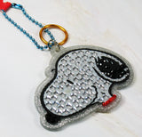 Snoopy Metallic Acrylic Key Chain With Raised Design