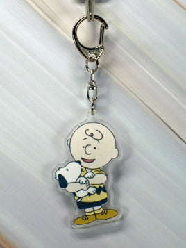 Peanuts Acrylic Swivel Key Chain - Charlie Brown Holds Snoopy - snoopn4pnuts.com