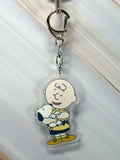 Peanuts Acrylic Swivel Key Chain - Charlie Brown Holds Snoopy