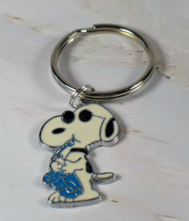 Snoopy Joe Cool Sax Silver - Tone Metal Key Chain (Off - White) - snoopn4pnuts.com