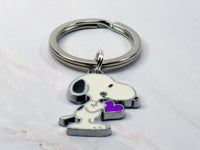 Snoopy Silver Plated Key Chain - Purple Heart (Shiny Silver Ring) - snoopn4pnuts.com