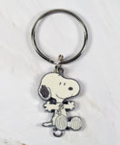 Snoopy Sitting Silver Plated Key Chain With Rhinestones