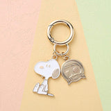 Peanuts 70th Anniversary Double Ring Metal Key Chain - Snoopy Sitting