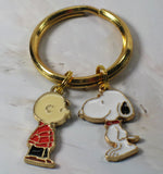 Charlie Brown and Snoopy Metal and Enamel Key Chain (2 Pendants)