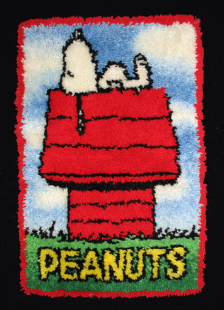 Peanuts Latch Hook Rug / Wall Hanging - Snoopy's Doghouse (Completed/Ready To Hang) - RARE! - snoopn4pnuts.com