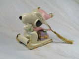 2002 Lenox Snoopy's Sledding Adventure Fine China Christmas Ornament With 24K Gold Accents