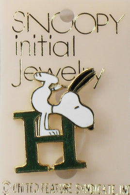 Snoopy Alphabet Cloisonne Pin - Green "H" - snoopn4pnuts.com
