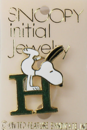 Snoopy Alphabet Cloisonne Pin - Green "H" - snoopn4pnuts.com