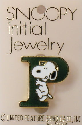 Snoopy Alphabet Cloisonne Pin - Green "P" - snoopn4pnuts.com