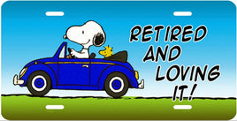 Snoopy Metal License Plate - Retired and Loving It! - RARE! - snoopn4pnuts.com