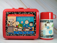 Vintage Peanuts Classroom Lunch Box With Thermos Bottle