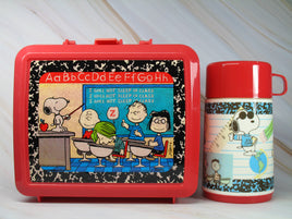 Vintage Peanuts Classroom Lunch Box With Thermos Bottle - snoopn4pnuts.com