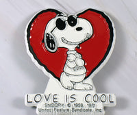 Peanuts 1970's Valentine's Day Rubber Magnet - Snoopy Joe Cool Love Is Cool