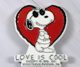 Peanuts 1970's Valentine's Day Rubber Magnet - Snoopy Joe Cool Love Is Cool - snoopn4pnuts.com
