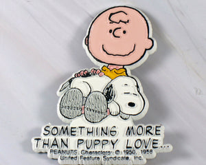 Peanuts 1970's Valentine's Day Rubber Magnet - Charlie Brown Puppy Love