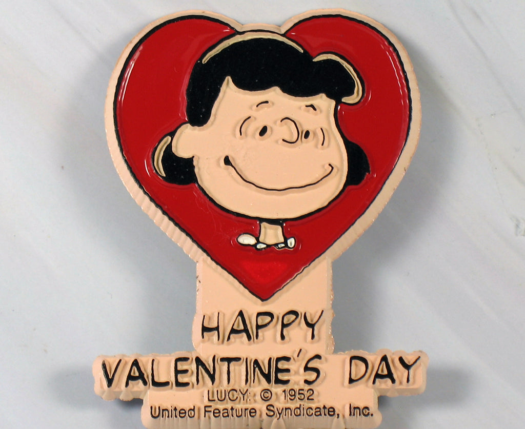 Peanuts 1970's Valentine's Day Rubber Magnet - Lucy Happy Valentine's Day